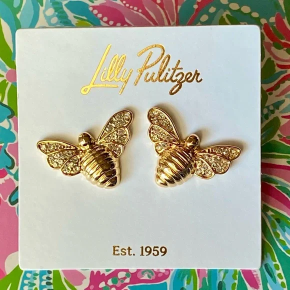 🆕 Lilly Pulitzer Bee Pierced Earrings - Picture 1 of 6